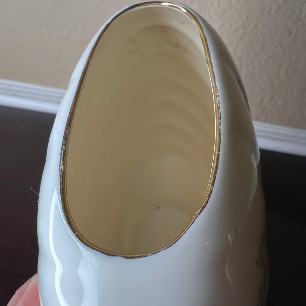 Vintage 1980's Floral Shell Vase, 80's Deco Revival, Japanese Fine China, Pastel